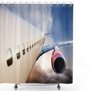 Personality  Airplane In Flight Shower Curtains