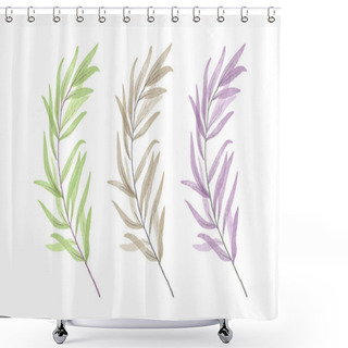 Personality  Vector Hand Painted Watercolor Leaves Set Shower Curtains