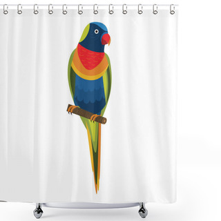 Personality  Rainbow Lorikeet Exotic Parrot In Flat Design Shower Curtains