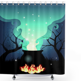 Personality  Boiling Halloween Cauldron Shower Curtains