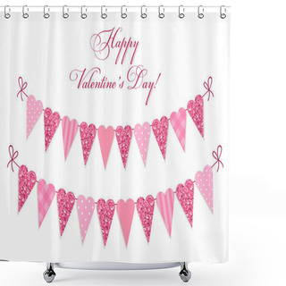 Personality   Heart Shaped Glittering Bunting Flags Shower Curtains