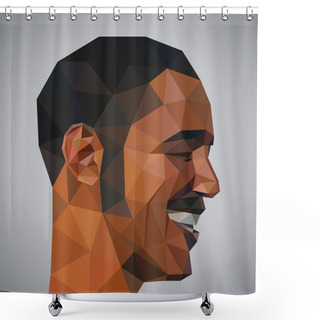 Personality  Profile Of Smiling Man In Origami Style Shower Curtains