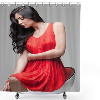 Personality  Gorgeous Brunette On Chair Shower Curtains
