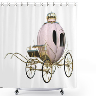 Personality  3D Rendering Cinderella Carriage On White Shower Curtains