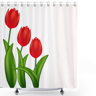 Personality  Vector Illustration Of Red Tulips. Gradient Meshes. Shower Curtains