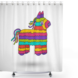 Personality  Pinata Vector Icon With Round Shadow Shower Curtains