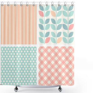Personality  Set Of Four Cute Retro Seamless Backgrounds Shower Curtains