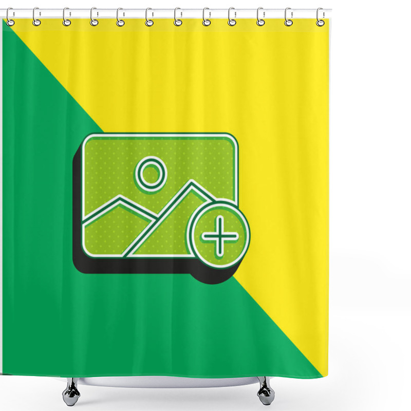 Personality  Add Green and yellow modern 3d vector icon logo shower curtains