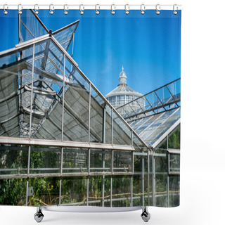 Personality  COPENHAGEN, DENMARK - MAY 6, 2018: Greenhouses And Palm House In Botanical Garden  Shower Curtains
