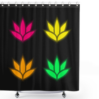 Personality  Agave Four Color Glowing Neon Vector Icon Shower Curtains