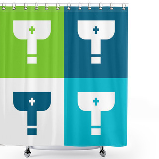 Personality  Baptism Flat Four Color Minimal Icon Set Shower Curtains