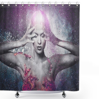 Personality  Fragility Of A Human Creature Conceptual Body Art On A Woman  Shower Curtains