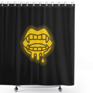Personality  Bloody Yellow Glowing Neon Icon Shower Curtains