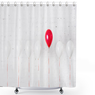 Personality  Unique Red Balloon Among Another On White Background Shower Curtains