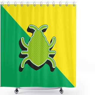 Personality  Big Bug Green And Yellow Modern 3d Vector Icon Logo Shower Curtains