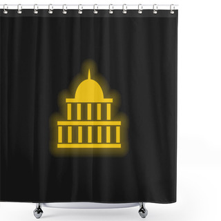 Personality  American Government Building Yellow Glowing Neon Icon Shower Curtains