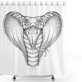 Personality  Hand Draw King Cobra. Vector Illustration Shower Curtains