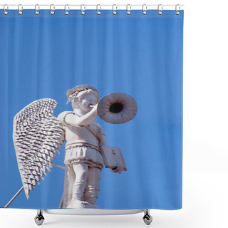 Personality  White Angel With Trumpet Shower Curtains
