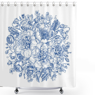 Personality  Bouquet Of Summer Flowers. Shower Curtains