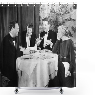Personality  Friends Sitting Together At A Dinner Table Shower Curtains