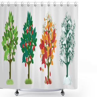 Personality  Seasons Trees. Vector Illustration Shower Curtains