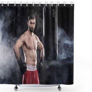 Personality  Boxer With Punching Bag Shower Curtains