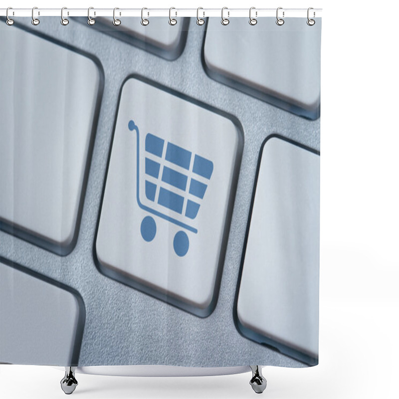 Personality  Shopping cart symbol at the computer key shower curtains