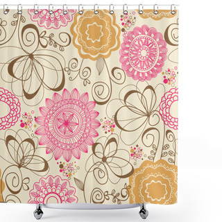 Personality  Abstract Flowers Seamless Pattern Shower Curtains