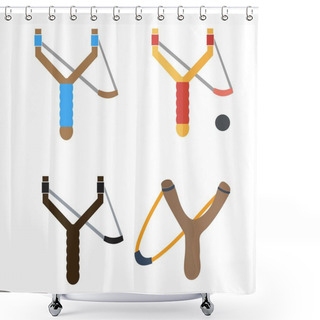 Personality  Slingshot Isolated On White Photo-realistic Vector Illustration Shower Curtains