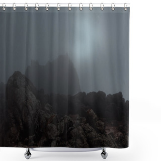 Personality  Dangerous Rocky Coast At Night Shower Curtains
