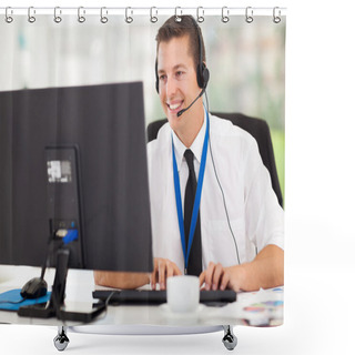 Personality  Technical Support Operator Working On Computer Shower Curtains
