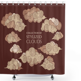 Personality   Collection Of Stylized Colored Clouds Shower Curtains
