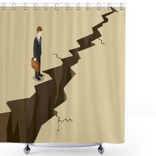 Personality  Businessman Stand Before Ground Crack Shower Curtains
