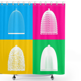 Personality  Bird Cage Sign. Four Styles Of Icon On Four Color Squares. Shower Curtains
