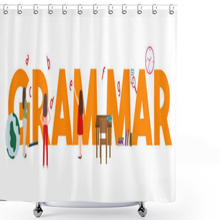 Personality  Grammar Learn The System And Structure Of A Language. Vector Shower Curtains