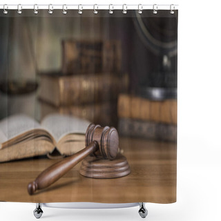 Personality  Law Theme, Mallet Of Judge, Wooden Gavel Shower Curtains