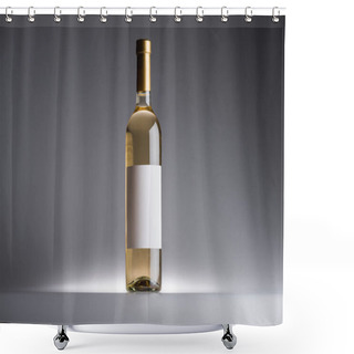 Personality  Bottle Of White Wine And Blank Label On Dark Background With Back Light Shower Curtains