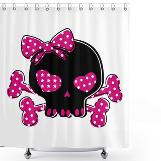Personality  Cute Skull On Crossbones Shower Curtains