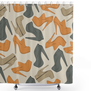 Personality  Vector Background With Different Shoes. Shower Curtains
