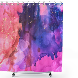 Personality  Beautiful Trendy Violet And Blue Splashes Of Alcohol Inks As Abstract Background Shower Curtains