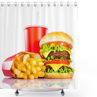 Personality  Tasty Hamburger And French Fries Shower Curtains