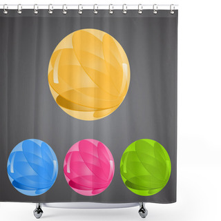 Personality  Set Of Colorful Buttons Shower Curtains