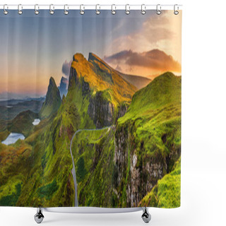 Personality  Quiraing Mountains Sunset At Isle Of Skye, Scottland, United Kin Shower Curtains
