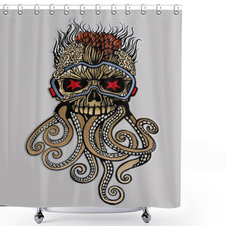 Personality  Skull Of The Dead Diver Shower Curtains