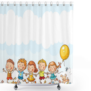 Personality  Happy Kids Running Outdoors Shower Curtains