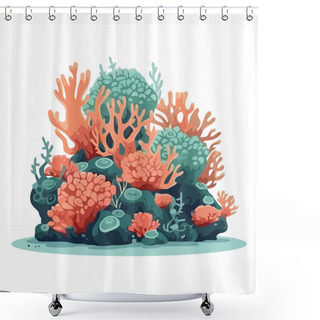 Personality  Colored Underwater Nature Coral Over White Shower Curtains