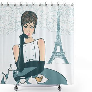 Personality  Beautiful Brunette Girl Shower Curtains