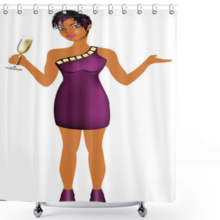 Personality  Black Woman Purple Dress Shower Curtains