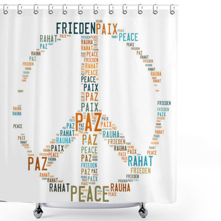 Personality  Peace Sign Shaped Word Cloud Shower Curtains