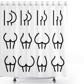 Personality  Different Bum Sizes Icons - Large, Flat, Big, Small Shower Curtains